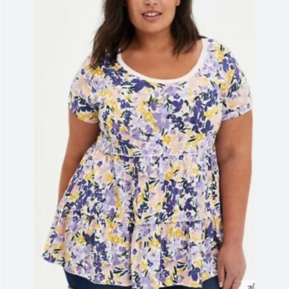 Torrid Babydoll Slub Scoop Neck Tiered Top Size 4X